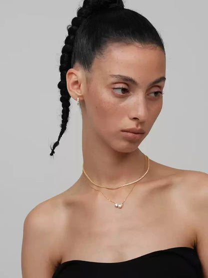 Teardrop Round Diamond 3a Live Color Clavicle Necklace