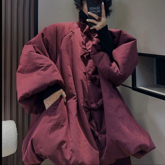 Loose Thick Bud Cotton Puffer Jacket - Oversized Comfort