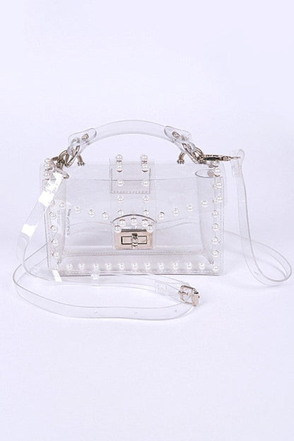 Pearl Studs Clear Stadium Bag – Stylish Event-Approved Purse