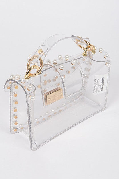 Pearl Studs Clear Stadium Bag – Stylish Event-Approved Purse