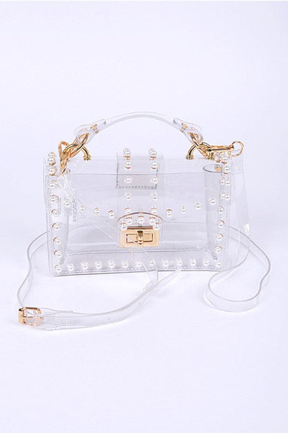 Pearl Studs Clear Stadium Bag – Stylish Event-Approved Purse