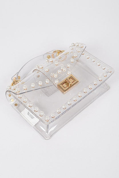 Pearl Studs Clear Stadium Bag – Stylish Event-Approved Purse