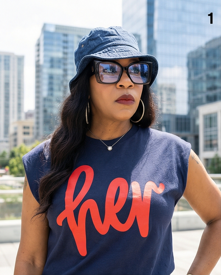 HER T-shirt Navy/Red