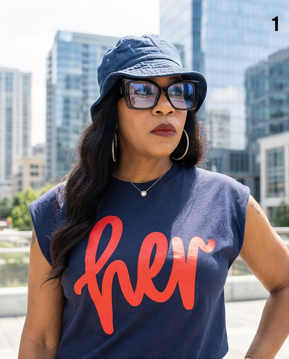 HER T-shirt Navy/Red