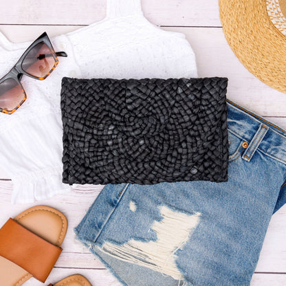 Foldover Straw Clutch