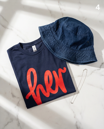HER T-shirt Navy/Red