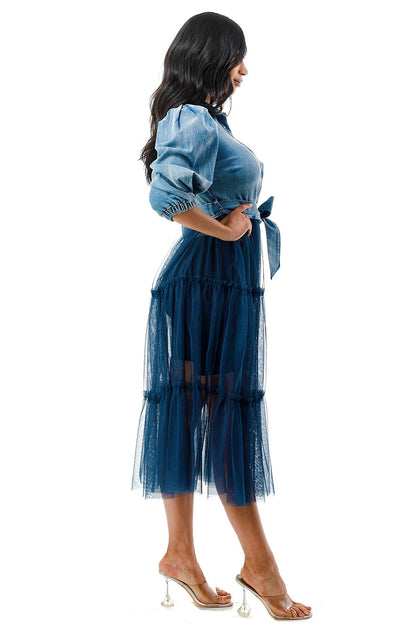 Denim Top & Tulle Skirt