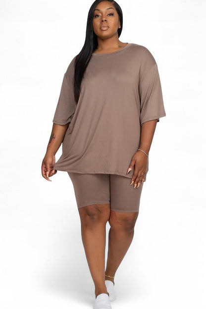 Curvy Loose Fit Top & Bike Shorts Set  {BTP3021X}