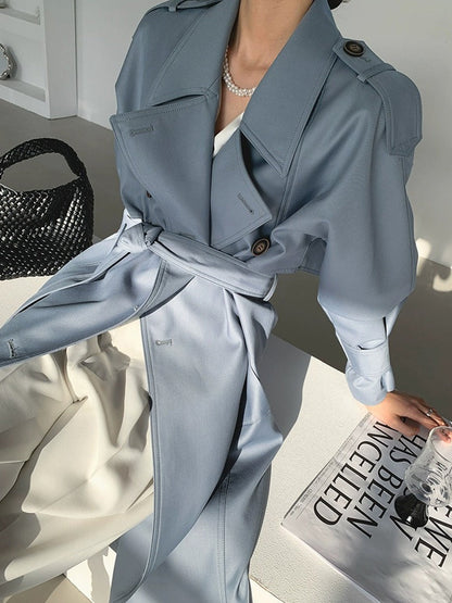 Old British Double-breasted Mid-length Trench Coat