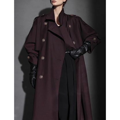 Old British Double-breasted Mid-length Trench Coat