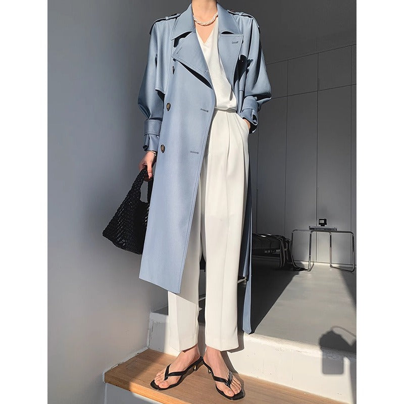 Old British Double-breasted Mid-length Trench Coat