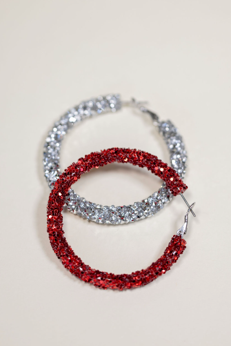 Game day glitter hoops