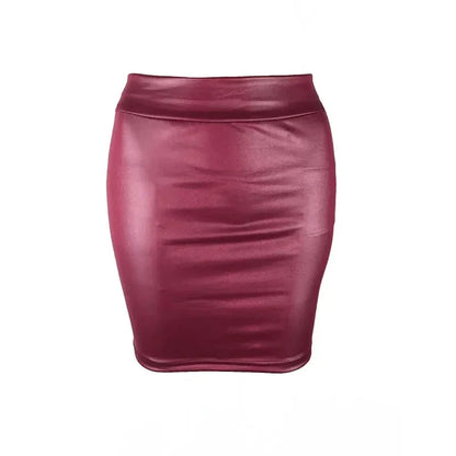 Mandotos Black Imitation Leather Pencil Mini Skirt High Waist Korean Fashion Women Wholesale Summer
