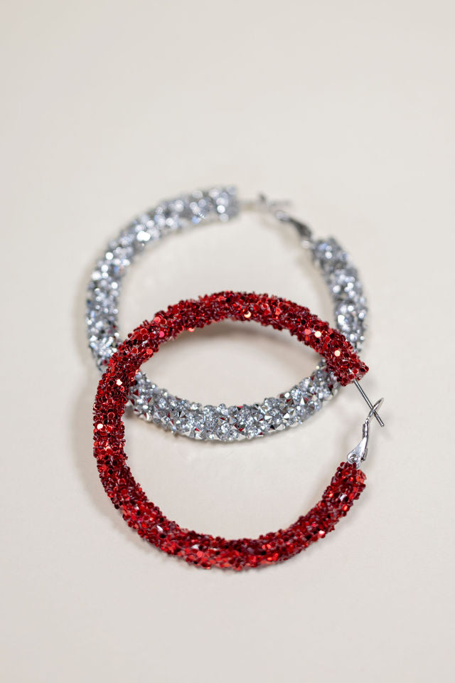 Game day glitter hoops